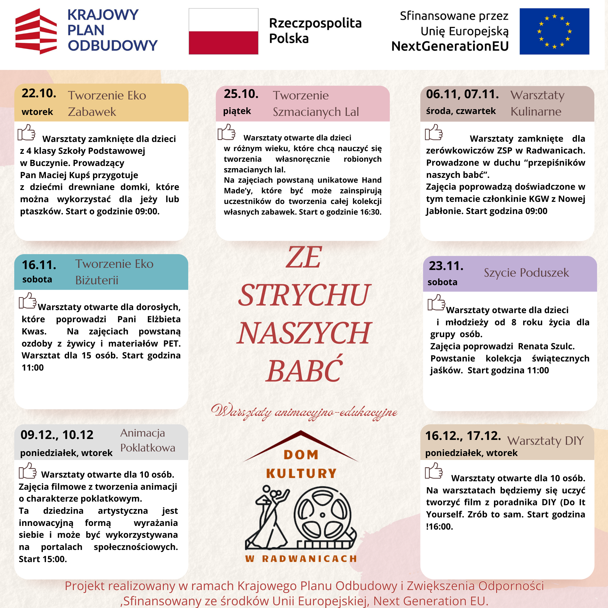 plan zajęc Finansowanych z Krajowego Programu Odbudowy ze źr&oacute;deł Europejskich NextGenerationEU